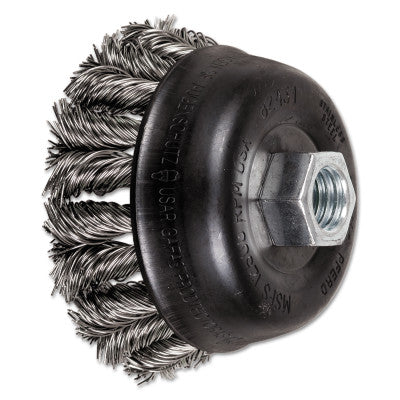 COMBITWIST Knot Wire Cup Brush, 3 1/2 in Dia., .02 in Stainless Steel Wire