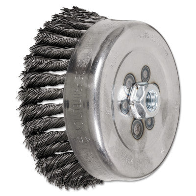 Std. Twist Single Row Cup Brush, 6 in Dia., 5/8-11 Arbor, 1 1/2 x .023 in Wire