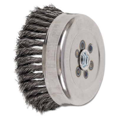 Standard Twist Single Row Cup Brush, 6 in Dia., 5/8-11 Arbor, .014 Carbon Steel