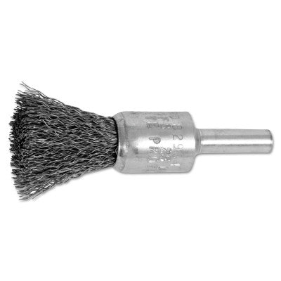 Standard Duty Crimped End Brushes, Carbon Steel, 22,000 rpm, 1/2" x 0.01"