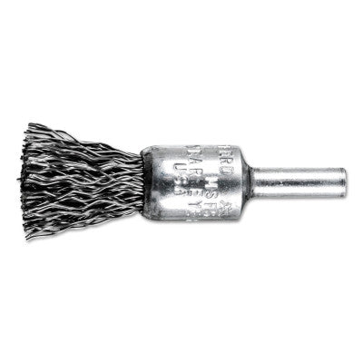 Standard Duty Crimped End Brushes, Carbon Steel, 22,000 rpm, 1/2" x 0.02"