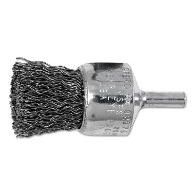 Standard Duty Crimped End Brushes, Carbon Steel, 20,000 rpm, 1" x 0.02"