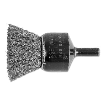 Standard Duty Crimped End Brushes, Stainless Steel, 20,000 rpm, 1" x 0.006"