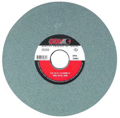 Green Silicon Carbide Surface Grinding Wheels, T5, 7 X 3/4, 1 1/4" Arbor, 60, I