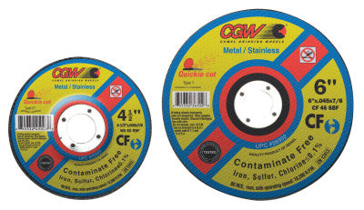 Contaminate Free Cut-Off Wheel, 5 in Dia, .045 in Thick, 60 Grit, Alum. Oxide