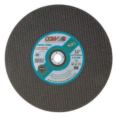 Cut-Off Wheel, Gas Saws, 12 in Dia, 5/32 in Thick, Grade R, 24 Grit, Alum. Oxide