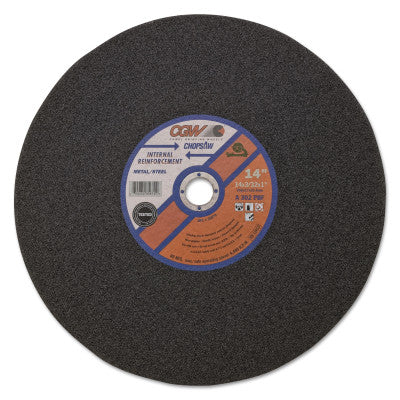 Cut-Off Wheel, Chop Saws, 14 in Dia, 3/32 in Thick, Hardness Grade P, 30 Grit