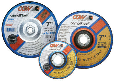Depressed Center Wheel, Type 27, 5 in Dia, 1/4 in Thick, 5/8 Arbor, Hardness R