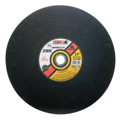 Cut-Off Wheel, 14 in Dia, 3/32 in Thick, 24 Grit, Zirconia Alum. Oxide