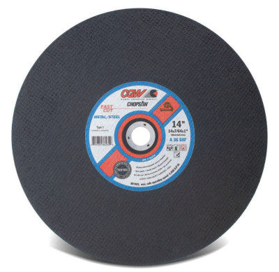 Cut-Off Wheel, Chop Saws, 14 in Dia, 7/64 in Thick, 36 Grit, Alum. Oxide