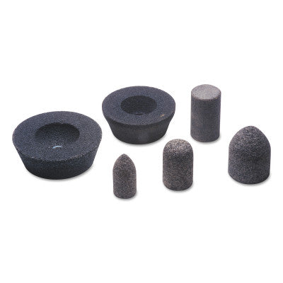 Resin Cones and Plugs, Type 16, 1 1/2 in Dia, 3 in Thick, 5/8 Arbor, 24 Grit