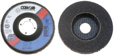 Flap Discs, Silicon Carbide, Regular, 4 1/2", 40 Grit, 5/8-11 Arbor, 13,300 rpm