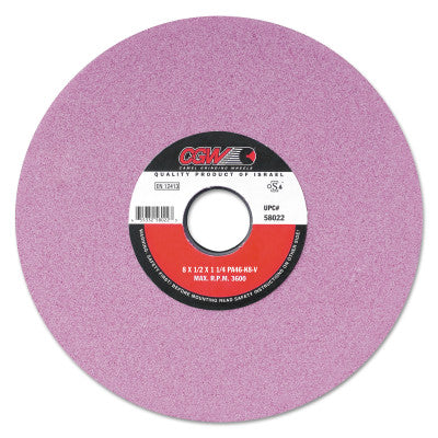 Pink Surface Grinding Wheels, R/1-7 1/2 x 1/2,, 12 X 1 1/2, 5" Arbor, 46, H