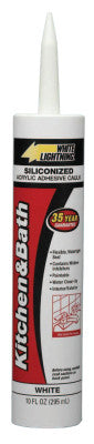 Kitchen & Bath Caulk, 10 oz Plastic Cartridge, White