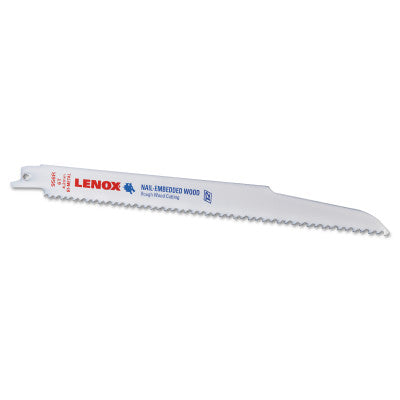 Wood Bi-Metal Reciprocating Saw Blade, 9 in, 6 TPI, Nail-Embedded Wood, 5/PK
