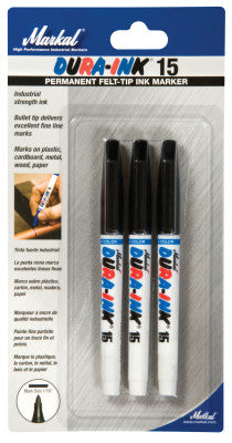 Dura-Ink 15 Markers, Black, 1/16 in, Felt