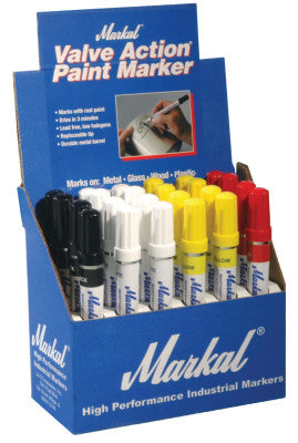 Valve Action Paint Marker Counter Displays, (8)White;(8)Yellow;(4)Red;(4)Black