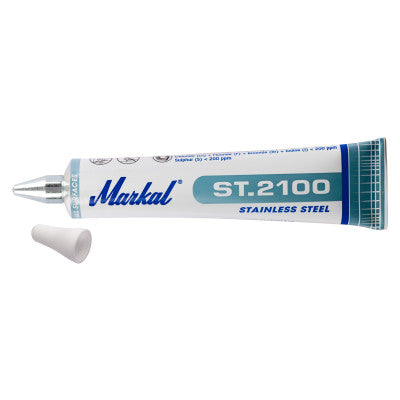 ST.2100 Tube Markers, 1/8 in Tip, Metal Ball Tip, White