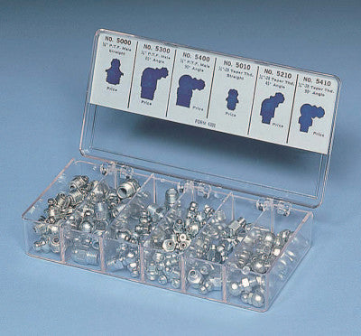 Deluxe Grease Fitting Assortments, 100 Assorted/Six Sizes