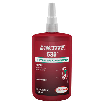 635 Retaining Compound, High Strength/Slow Cure, 250 mL Bottle, Green, 4,000 psi