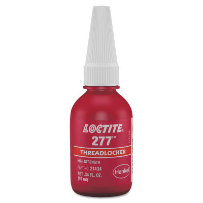 277 Threadlockers, High Strength, 10 mL, 1 1/2 in Thread, Red