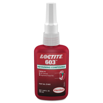 603 Retaining Compound Oil Tolerant, 50 mL Bottle, Green, 3,770 psi