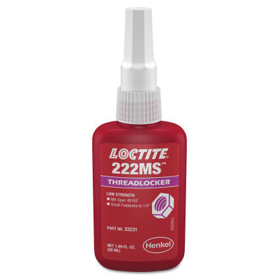 222MS Threadlockers, Low Strength/Small Screw, 0.5 mL, Purple