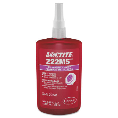222MS Threadlockers, Low Strength/Small Screw, 250 mL, Purple