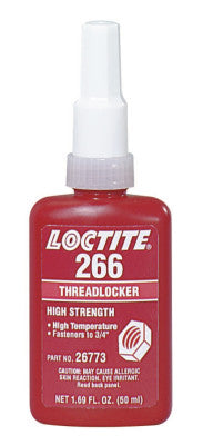 266 Threadlockers, High Strength/High Temperature, 50 mL, Red-Orange