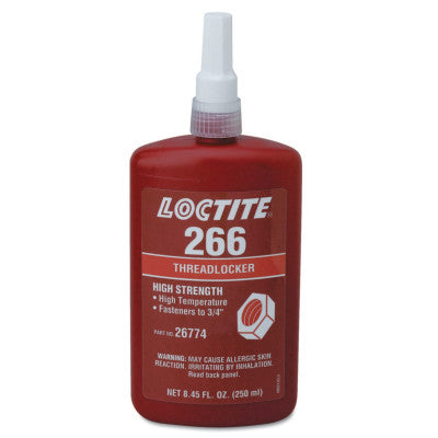 266 Threadlockers,High Strength/High Temperature,250 mL,3/4 in Thread,Red-Orange