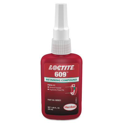 609 Retaining Compound, General Purpose, 50 mL Bottle, Green, 3,000 psi