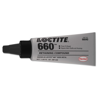660 Quick Metal Retaining Compound, 50 mL Tube, Silver, 3,300 psi