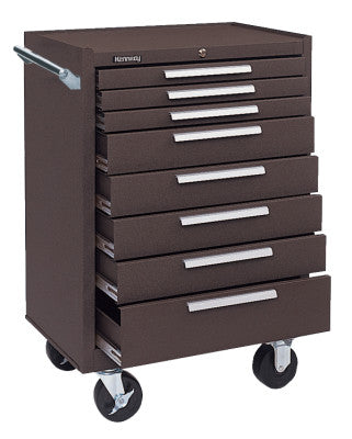 Industrial Series Roller Cabinets, 27 x 18 x 39, 8 Drawers, Brown, w/Slide