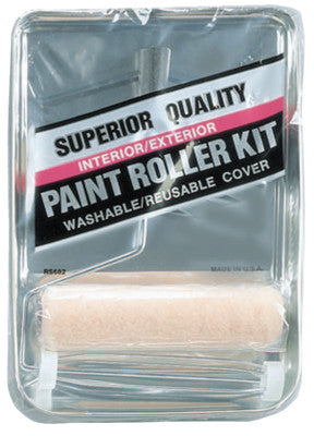 3 Pc. Paint Tray & Roller Sets, Metal Tray, Roller Cover & Frame