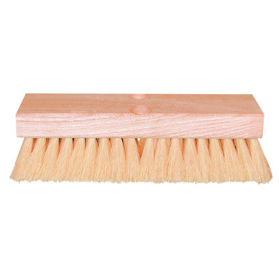 Deck Scrub Brushes, 10 in Hardwood Block, 2 in Trim L, White Tampico, w/Handle