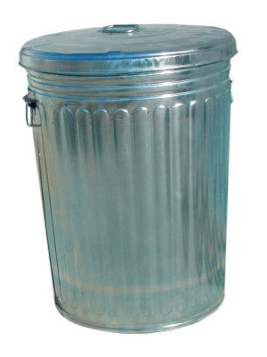 Pre-Galvanized Trash Can With Lid, 20 gal, Galvanized Steel, Gray