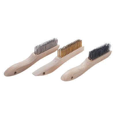 Shoe Handle Wire Scratch Brushes,10",4X16 Rows, Tempered Brass Wire, Wood Handle