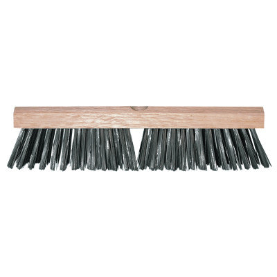 Carbon Steel Wire Deck Brushes, 12 in, Carbon Steel Wire, Wood Handle
