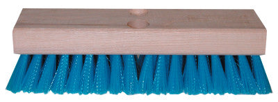 Deck Scrub Brushes, 10 in Hardwood, 1 3/4 in Trim L, XStiff Blue Crimped Poly