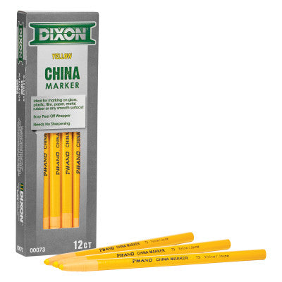 Phano China Markers, 1/2 in Tip, Peel-Away Wrapper, Yellow