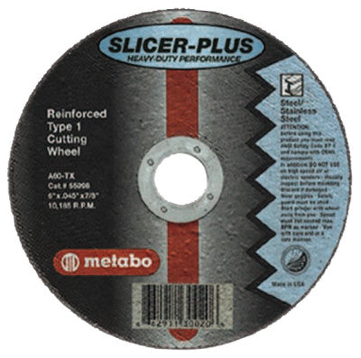 Slicer Plus Cutting Wheel, Type 1, 4 1/2 in Dia, .045 in Thick, 60 Grit