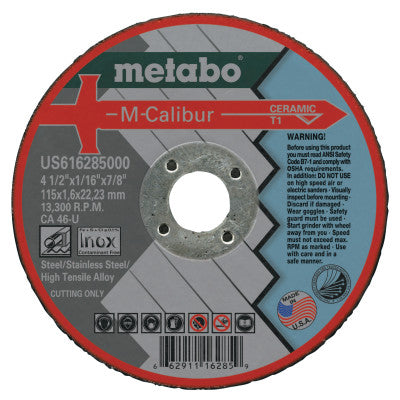 M-Calibur CA46U Grinding Wheels for Stainless Steel, Type 1, 4 1/2", 13,300 rpm