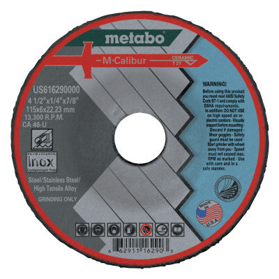 M-Calibur CA46U Grinding Wheels for Stainless Steel, Type 27, 4.5 in, 13,300 rpm