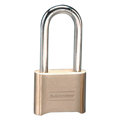 No. 175 Combination Brass Padlocks, 5/16 in Diam., 2 1/4 in L X 1 in W, Brass