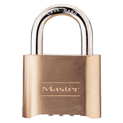 No. 175 Combination Brass Padlocks, 5/16 in Diam., 1 in L X 1 in W, Steel