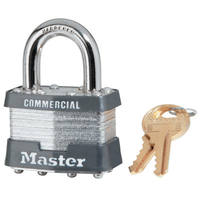 Laminated Padlocks Keyed Alike Key Code 2001, 5/16 in Diam., 3/4 in W, Silver