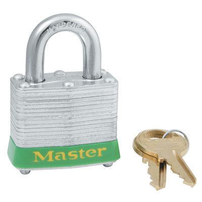 Steel Body Safety Padlocks, 9/32 in Diam., 2 in L X 5/8 in W, Green