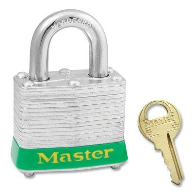 4 PIN TUMBLER PADLOCK KEYED ALIKE W/GRN SFT BUMP