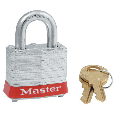 Laminated Steel Safety Lockout Padlocks, 9/32 in Diam., Red