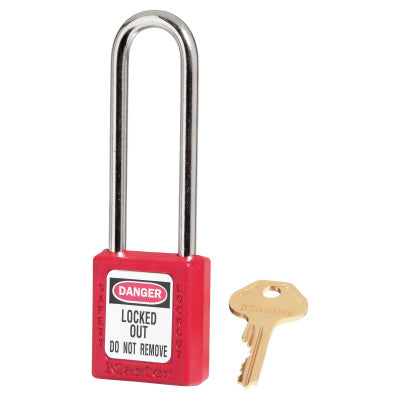 Red Zenex Safety Padlocks, 25/32 in, 3 in, 1/4 in, Red